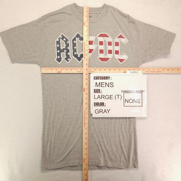 ACDC Band Crew Neck Short Sleeve Graphic T Shirt Mens Size Large LT Gray - Picture 5 of 9